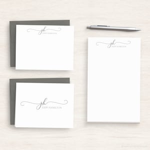 Personalized Stationery - Exquisite Script Monogram - Customized Stationery Set - Writing Paper Set - Office Gift #146