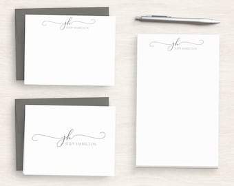 Personalized Stationery - Exquisite Script Monogram - Customized Stationery Set - Writing Paper Set - Office Gift #146