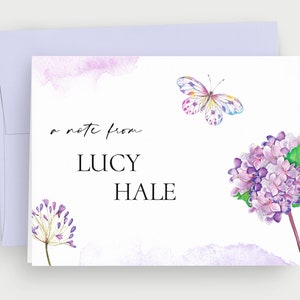 Personalized Note Card Set - Hydrangea Stationery - Customized Folded ...