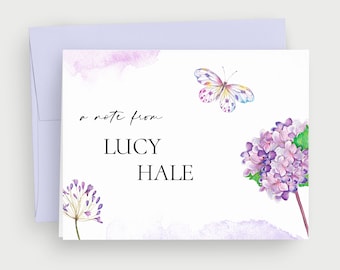 Personalized Note Card Set - Hydrangea Stationery - Customized Folded Note Cards - Florist Gift - Watercolor Cards - Gift For Her #138