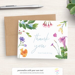 Personalized Thank You Note Cards - Summer Bloom Note Cards - Customized Thank You Cards - Custom Floral Stationery Cards image 2