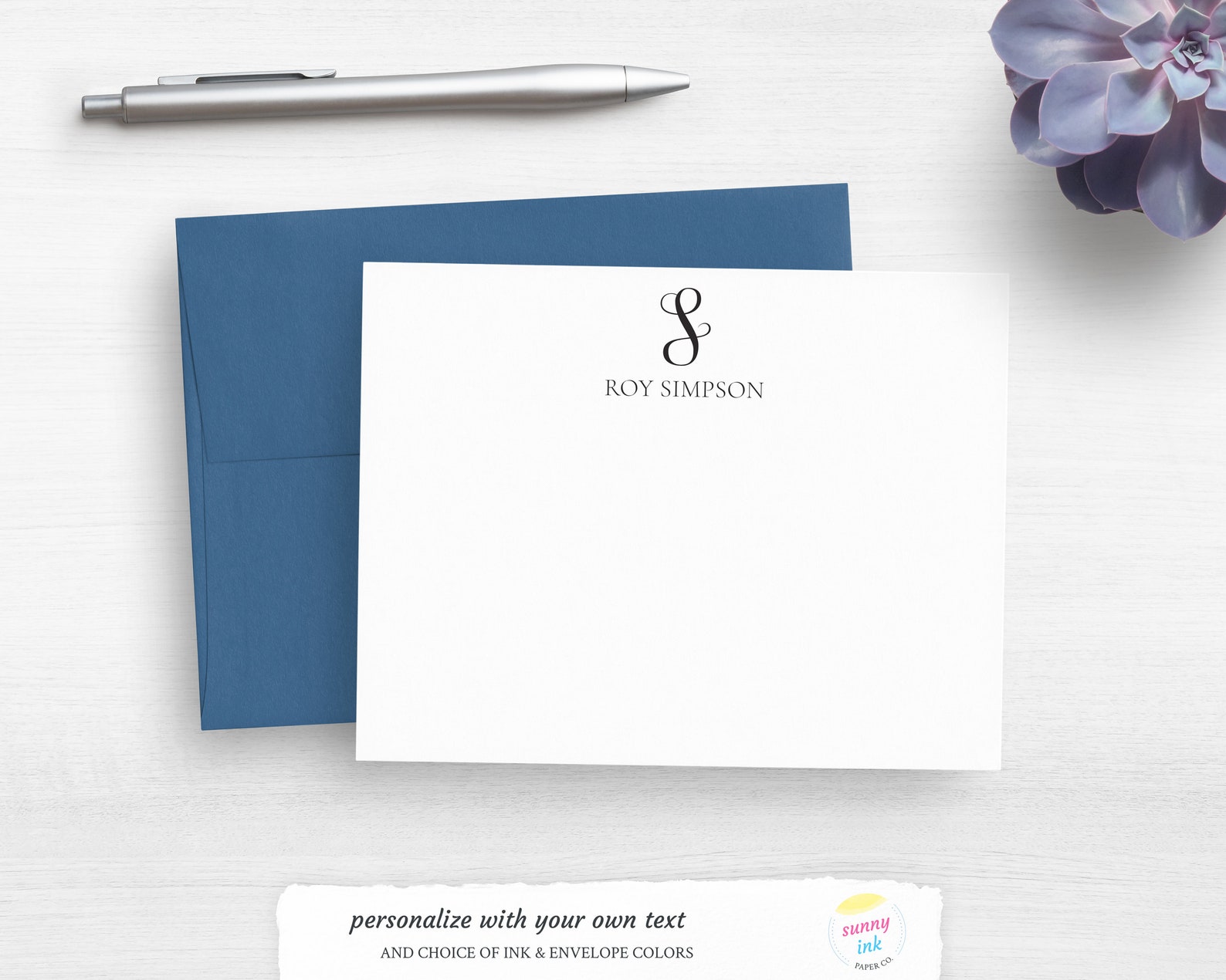 Personalized Stationery - Monogrammed Stationery Set - Single Monogram ...