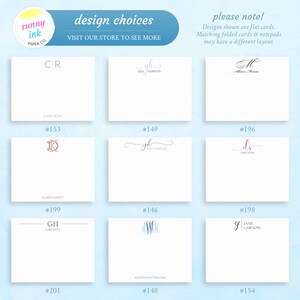 Personalized Monogram Note Cards - Pretty Script Flat Note Cards ...