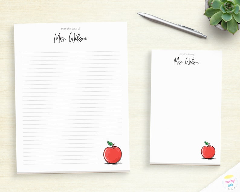Personalized Teacher Writing Pad Customized Apple Notepad Etsy