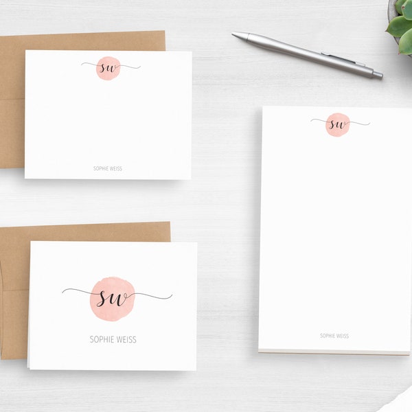 fancy paper for letter writing Personalized Monogram Stationery - Classic Script Monogram Stationery Set - Watercolor Writing Paper - Gift For Boss