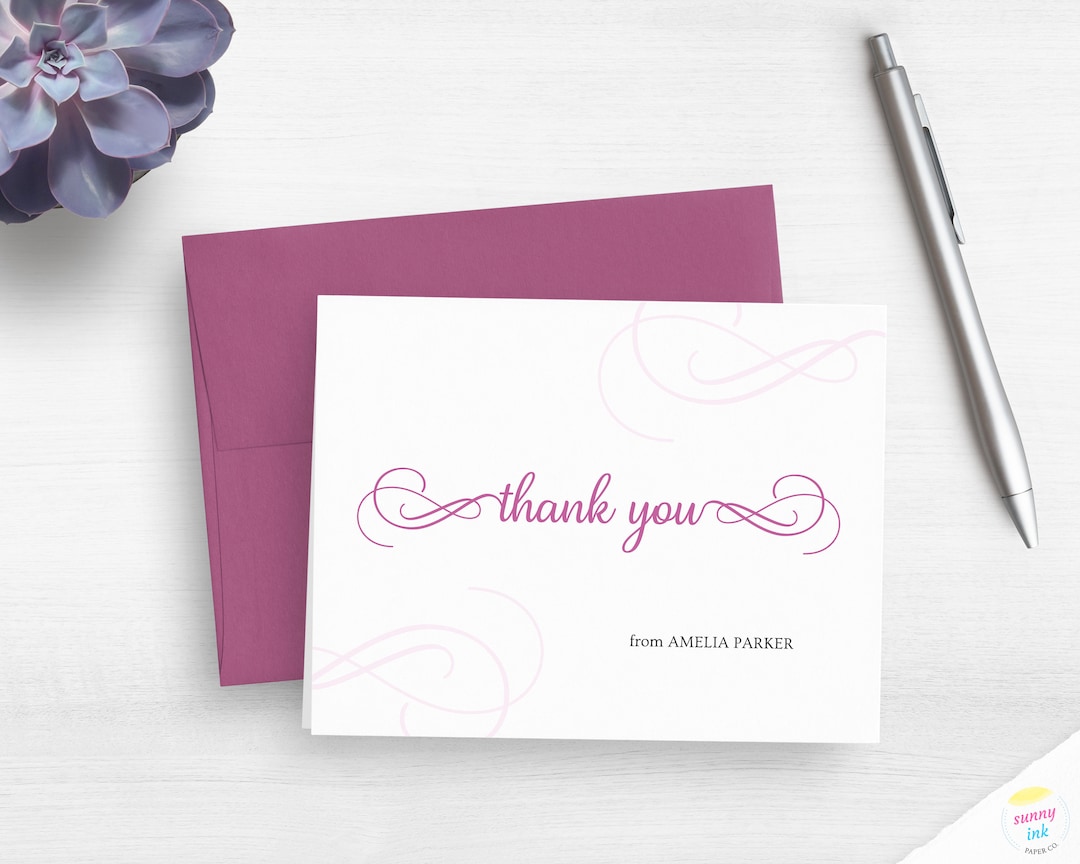 Customized Thank You Note Personalized Script Thank You Cards