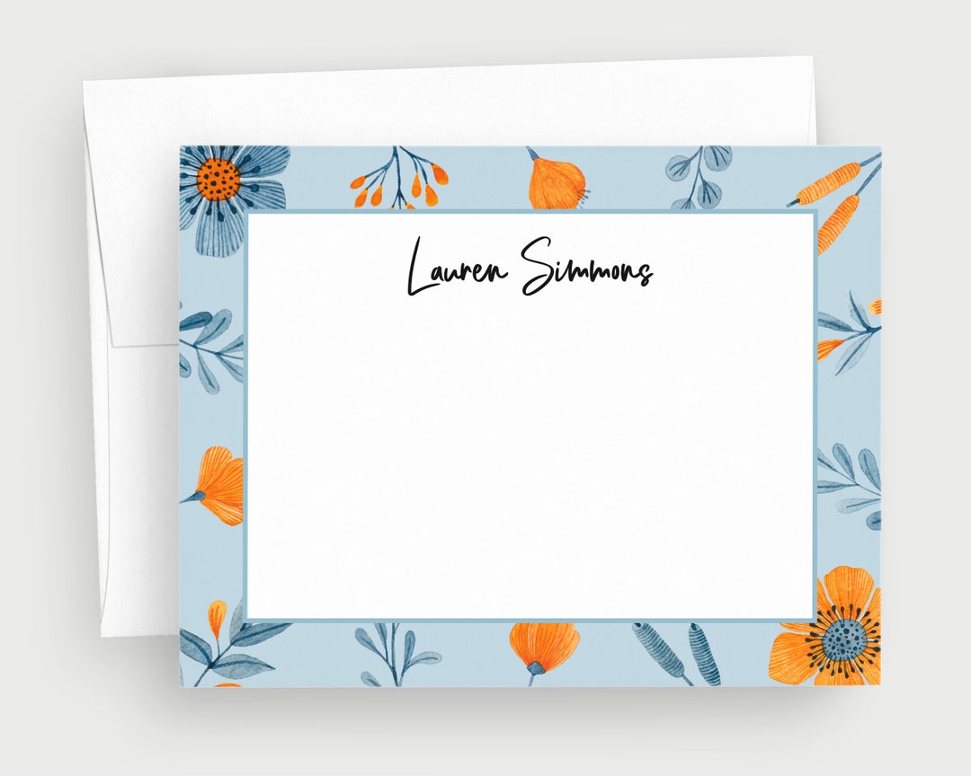 Personalized Floral Note Cards Watercolor Stationery - Etsy