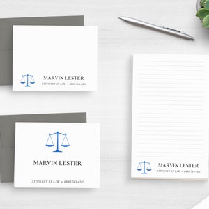 Lawyer Gift - Personalized Stationery For Lawyer - Scales Of Justice Stationery Set - Graduation Gift