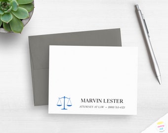 Personalized Lawyer Flat Card - Professional Lawyer Justice Flat Note Cards - Greetings/Thank You Lawyer Note Card