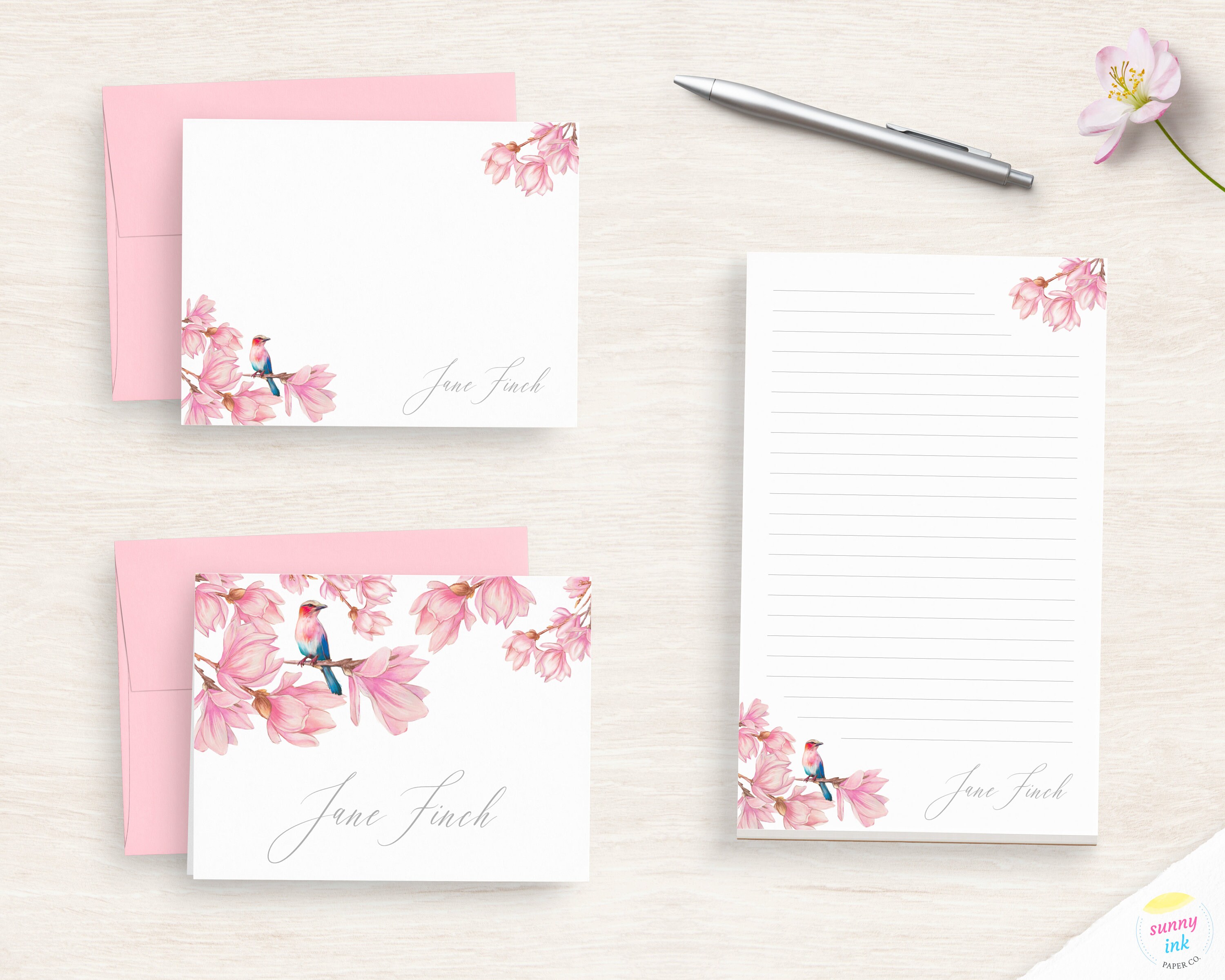 Personalized Stationery Pink Stationary Gift Set Etsy