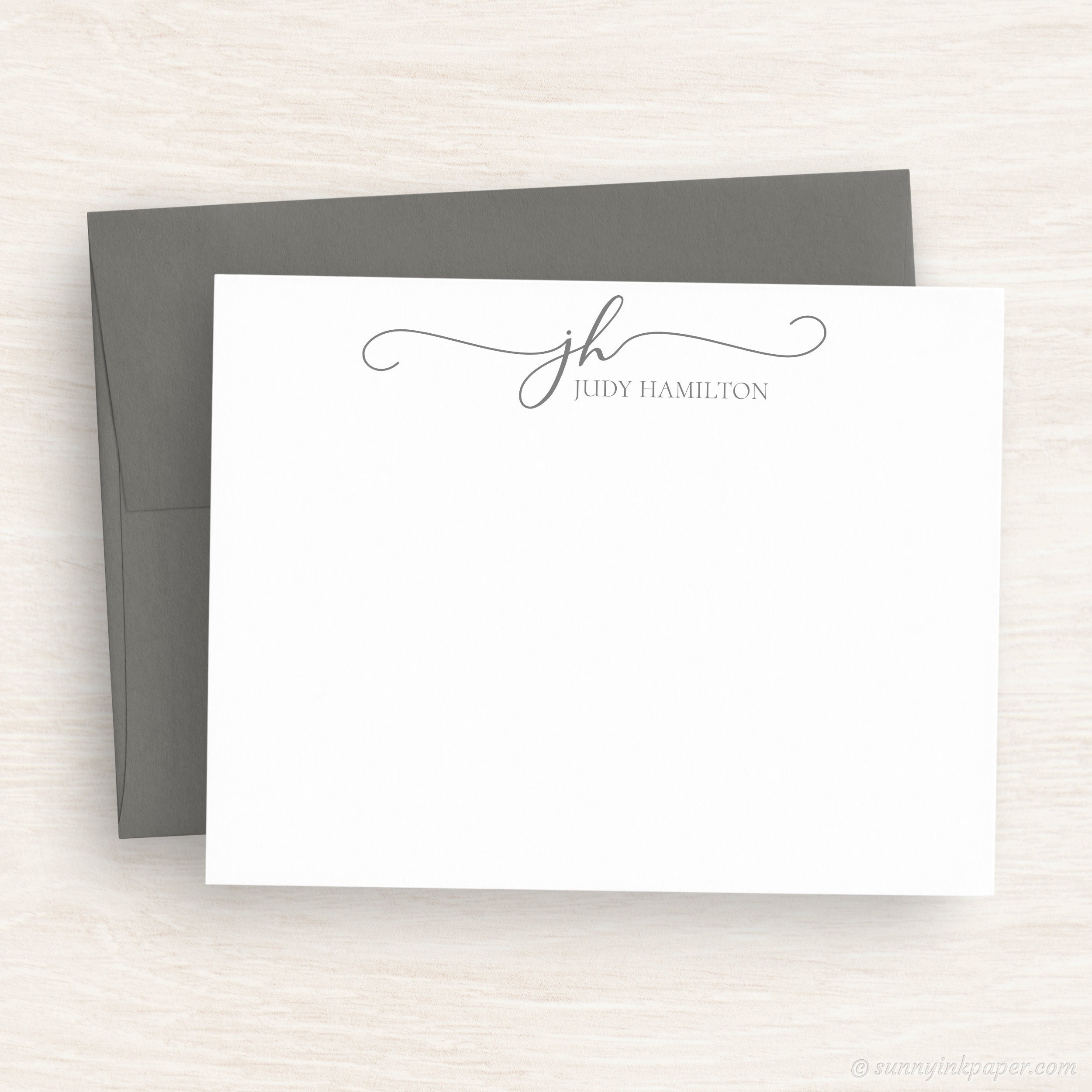 Simple Script Note Cards Personalized for Women - Modern Pink Paper