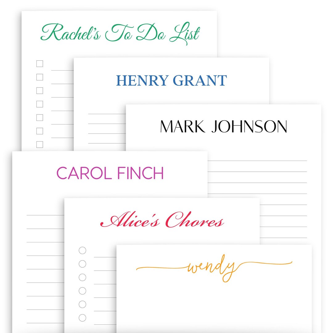 Writing Pad Customized Personalized Writing Pad - Typographic Writing Sheet - Customized ...
