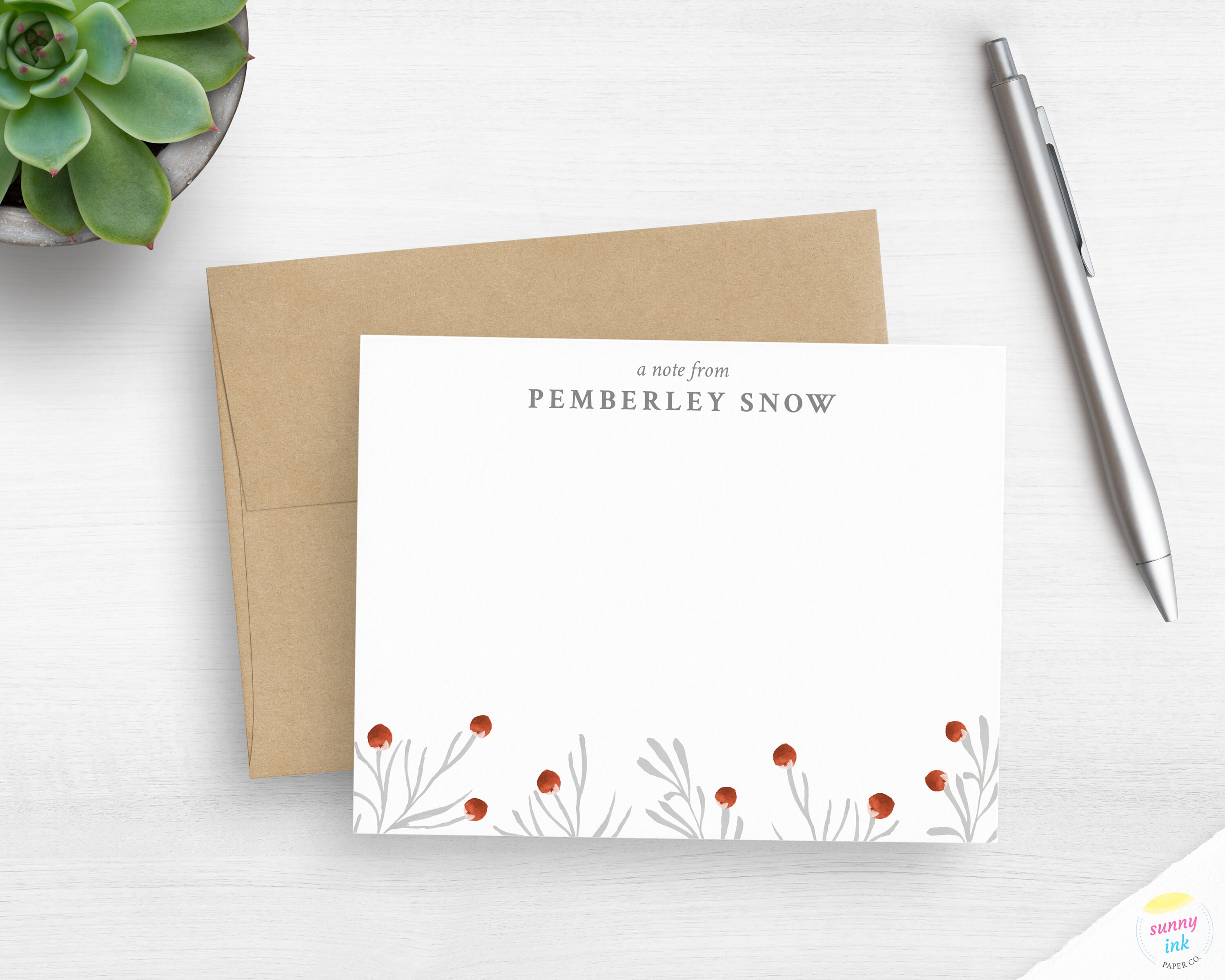 Floral Stationery Cards Personalized Flower Flat Note Cards Etsy UK
