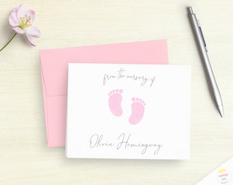 Baby Shower Thank You Cards  - Personalized Baby Stationery - Baby Feet Folded Note Cards - Baby Shower Gift - Cute Baby Newborn Cards