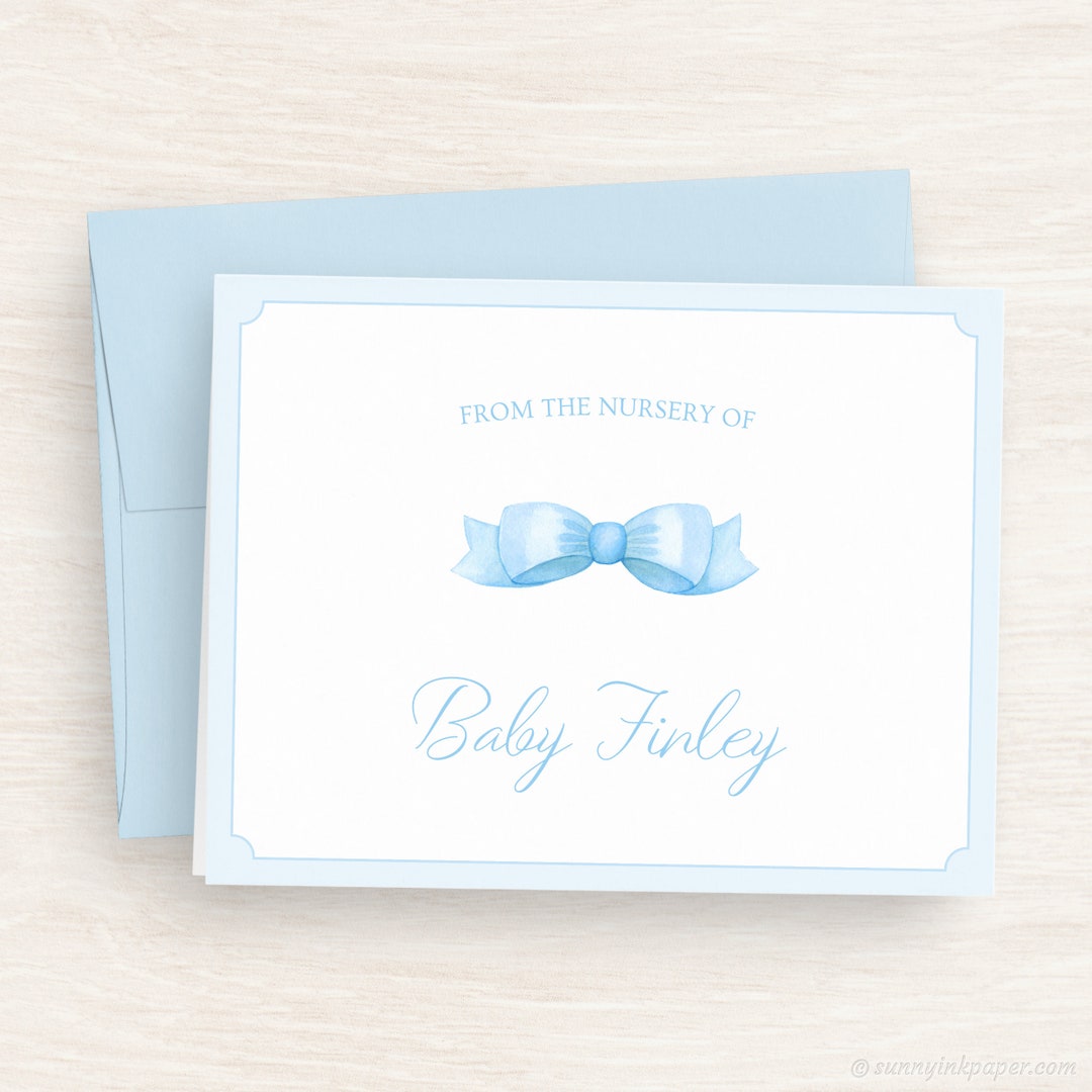 Personalized Baby Shower Cards Baby Shower Thank You Cards Bow Baby