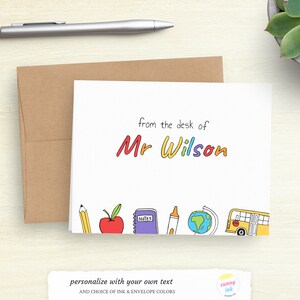 Teacher Note Card Set Personalized - Custom Teacher Gift - Colorful ...
