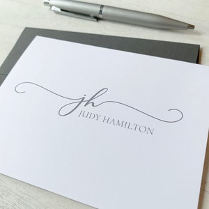 Personalized Monogram Stationery Cards - Custom Cards For Her - Customized Folded Note Cards - Modern Script Note Cards - Gift For Her #146