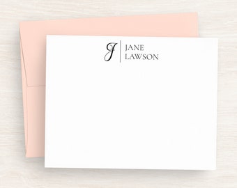 Professional Business Note Cards Classic Traditional Stationary Notecards and Envelopes Personalized Stationery Set CORNER MONOGRAM FLAT