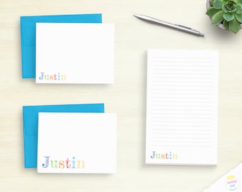 Personalized Kid's Stationery - Colorful Writing Paper - Customized Stationery Set - Kid's Birthday Gift - First Day Of School - Gift Set