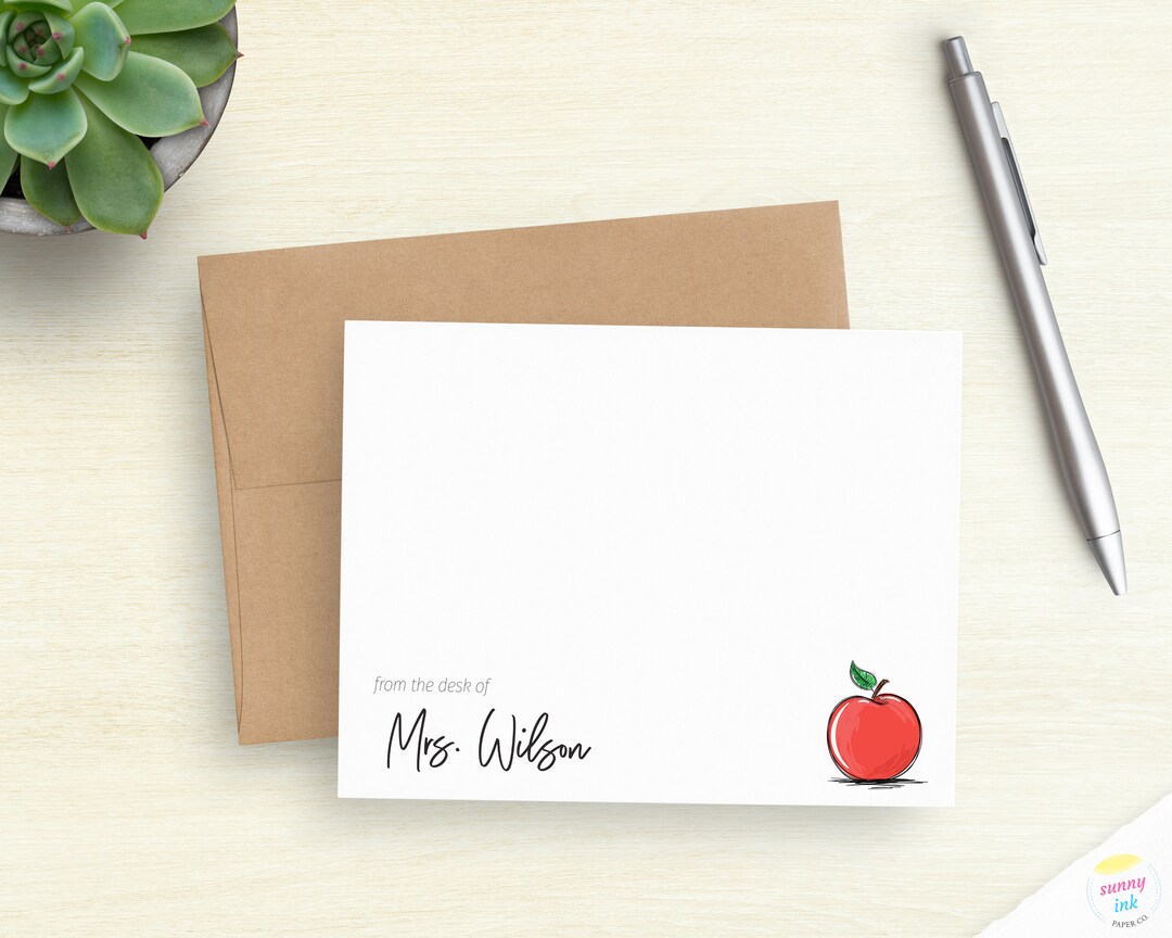 Personalized Teacher Stationery - Custom Teacher Flat Note Cards ...