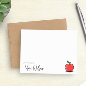 Personalized Teacher Stationery - Custom Teacher Flat Note Cards ...