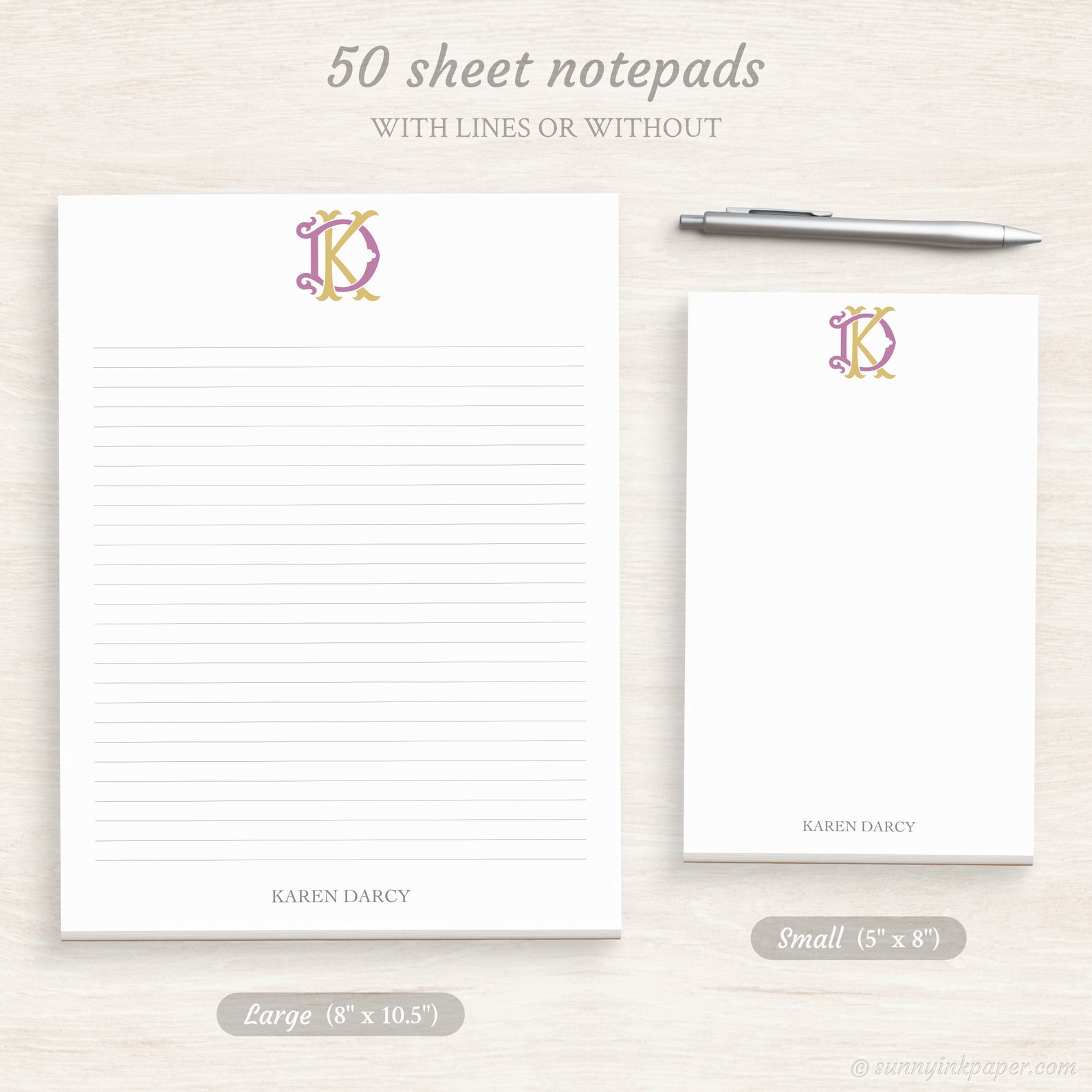 Personalized Monogram Stationery - Gift for Her - Elegant Initial ...