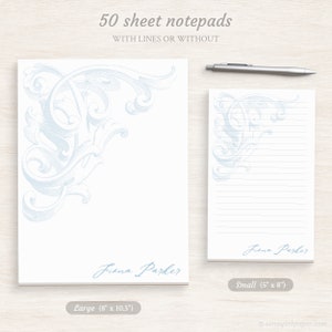 Personalized Vintage Stationery - Customized Writing Paper Set - Acanthus Leaf Stationery Set - Women's Stationery - Antique Swirls #207 image 3