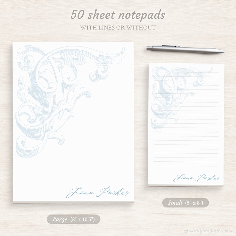 Personalized Vintage Stationery - Customized Writing Paper Set - Acanthus Leaf Stationery Set - Women's Stationery - Antique Swirls #207 image 3