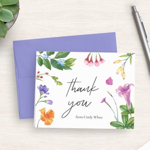 Personalized Thank You Note Cards - Summer Bloom Note Cards - Customized Thank You Cards - Custom Floral Stationery Cards image 1