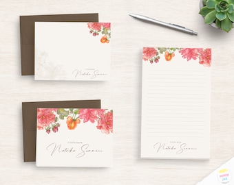 Flower Stationary Set - Personalized Custom Floral Stationery Set - Letter Writing Set For Her - ROSE GARDEN