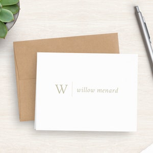 Monogram Stationery Set - Personalized Single Monogram Folded Note Cards - Customized Monogram - Employee Note Card