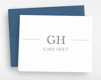 Monogram Cards Personalized - Customized Gift For Him - Monogrammed Folded Note Cards - Classic Stationery Cards #201
