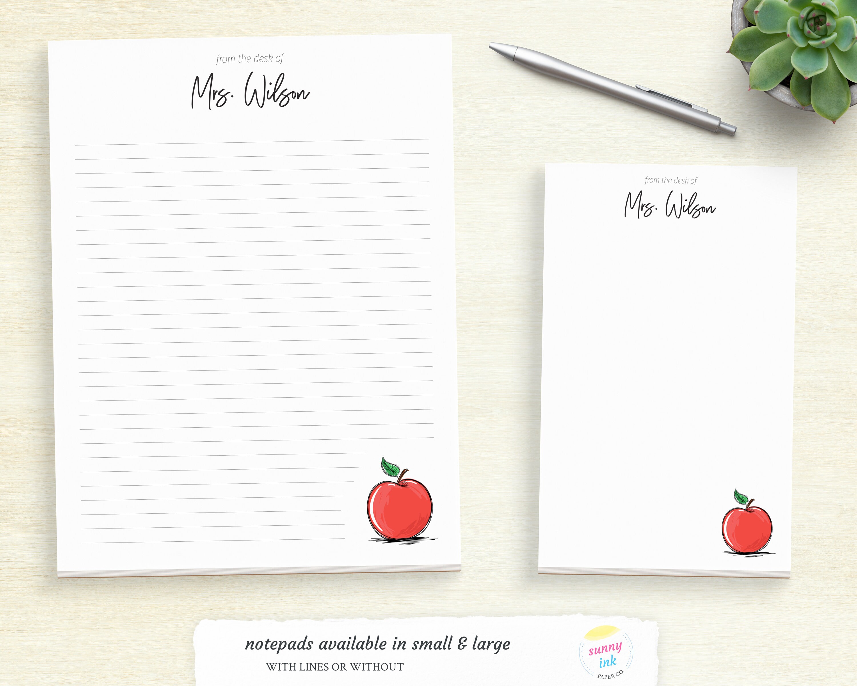 Personalized Teacher Stationery - Customized Apple Stationery Set ...
