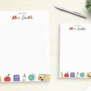 Personalized Teacher Notepad - Customized Middle School Teacher Notepad - Kindergarten Teacher - Fun Writing Sheet - Teacher Desk Pad