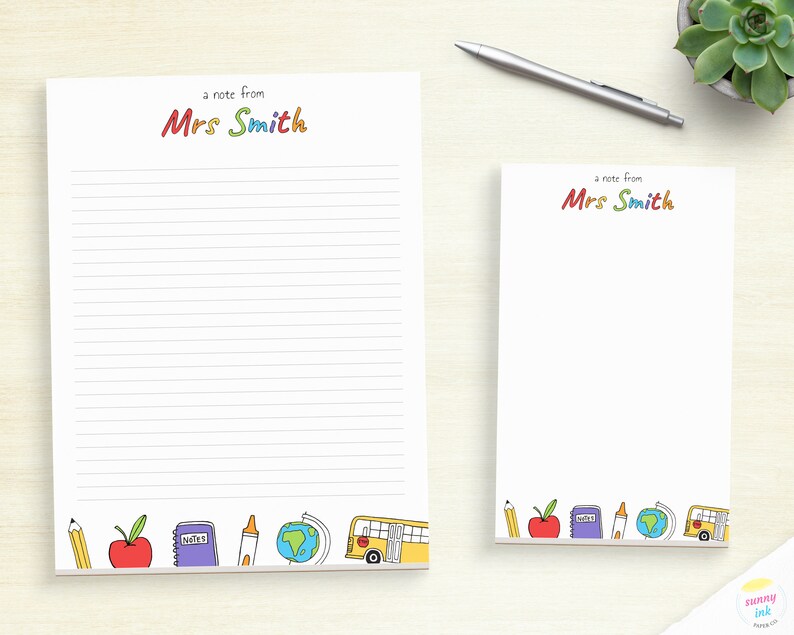 Personalized Teacher Notepad Customized Middle School - Etsy