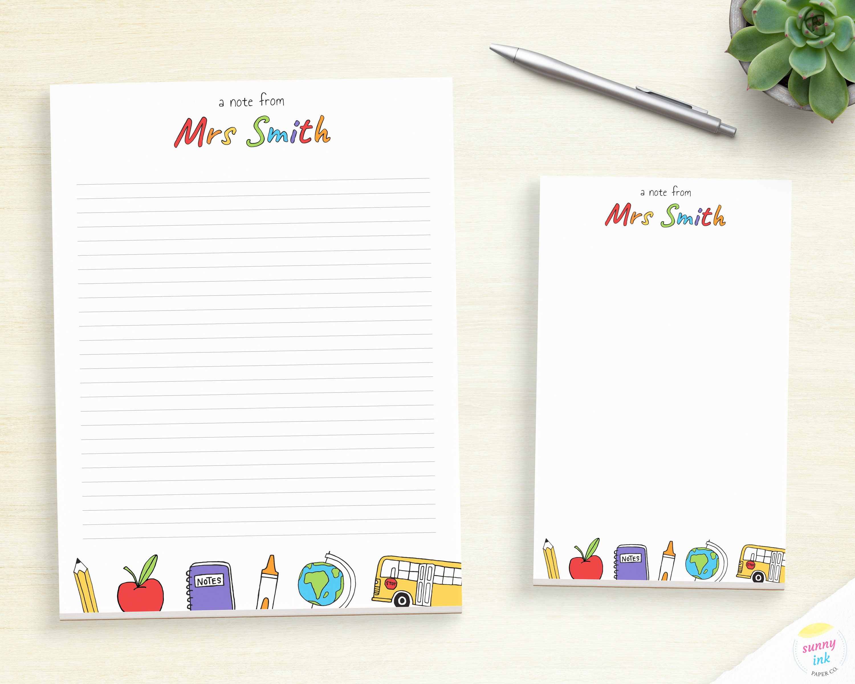 Personalized Teacher Notepad Customized Middle School Etsy