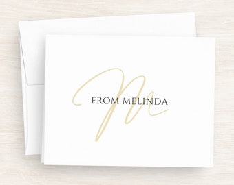 Personalized Monogrammed Cards - Custom Stationery - Decorative Monogram Folded Note Cards - Monogram Note Cards For Him #203