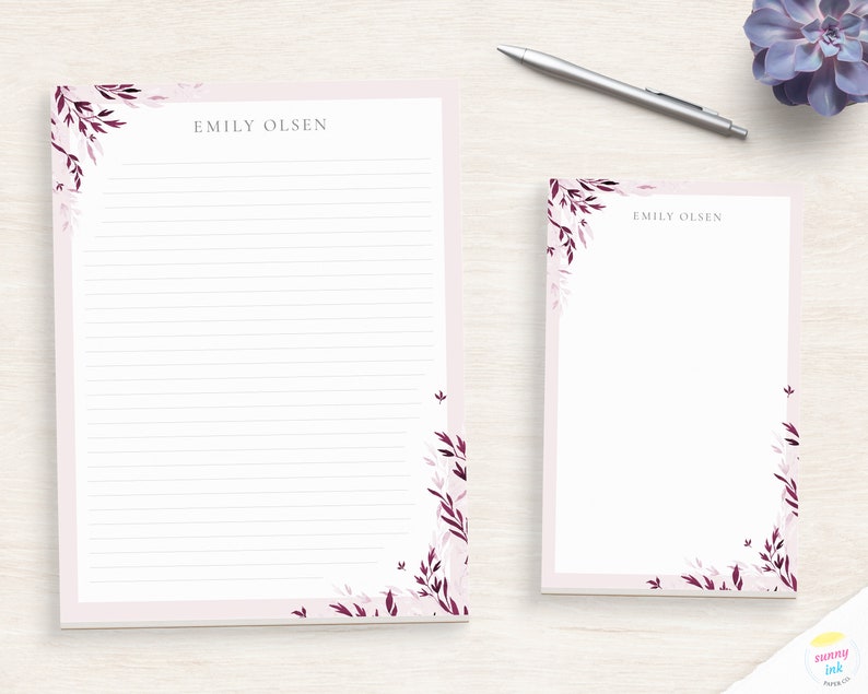 Customized Leaf Notepad Pretty Floral Notepad Writing Pad Etsy