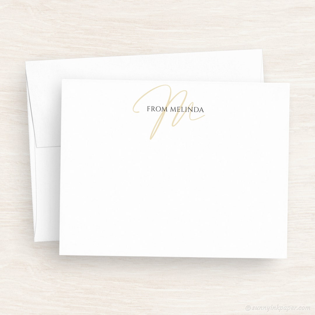 Script Monogram Stationery Cards - Simple Business Flat Note Cards ...