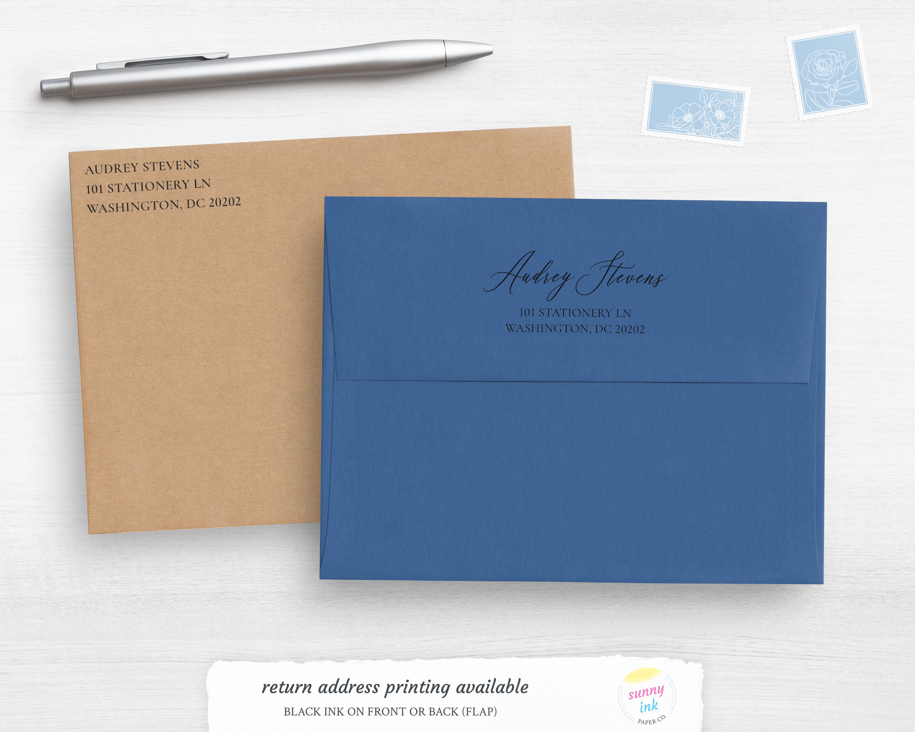 Personalized Stationery for Women - Elegant Script Flat Note Cards ...
