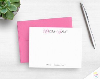 Personalized Monogram Stationery Cards - Vibrant Customized Flat Note Cards - Monogram Stationary - Correspondence Card - Gift For Her
