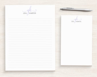 Personalized Writing Pad - Charming Heart Monogram Notepad - Feminine Stationery - Modern Monogram - Notepad For Her #149