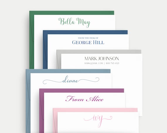 Personalized Monogram Stationery - Beautiful Handwriting Cards - Custom Flat Note Cards - Customized Modern Stationery - Gift For Her
