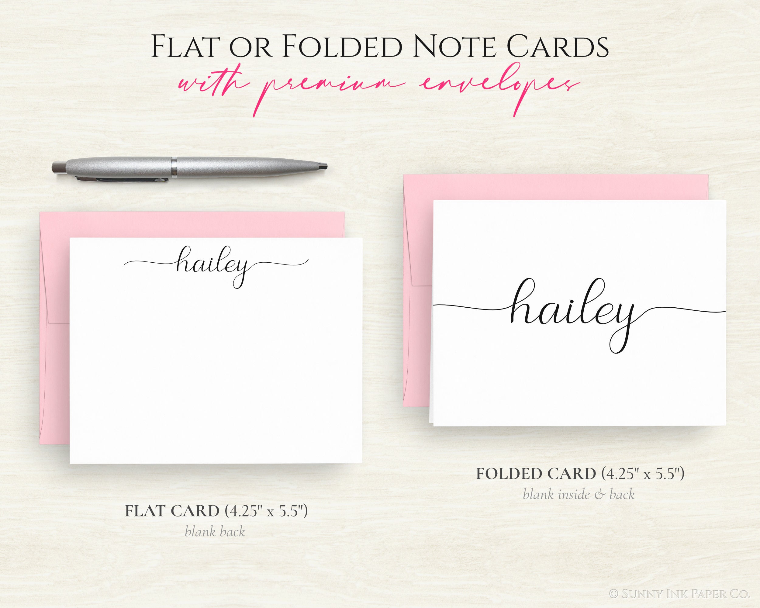 Personalized Note Card Set - Custom Stationery - Customized Folded Note ...