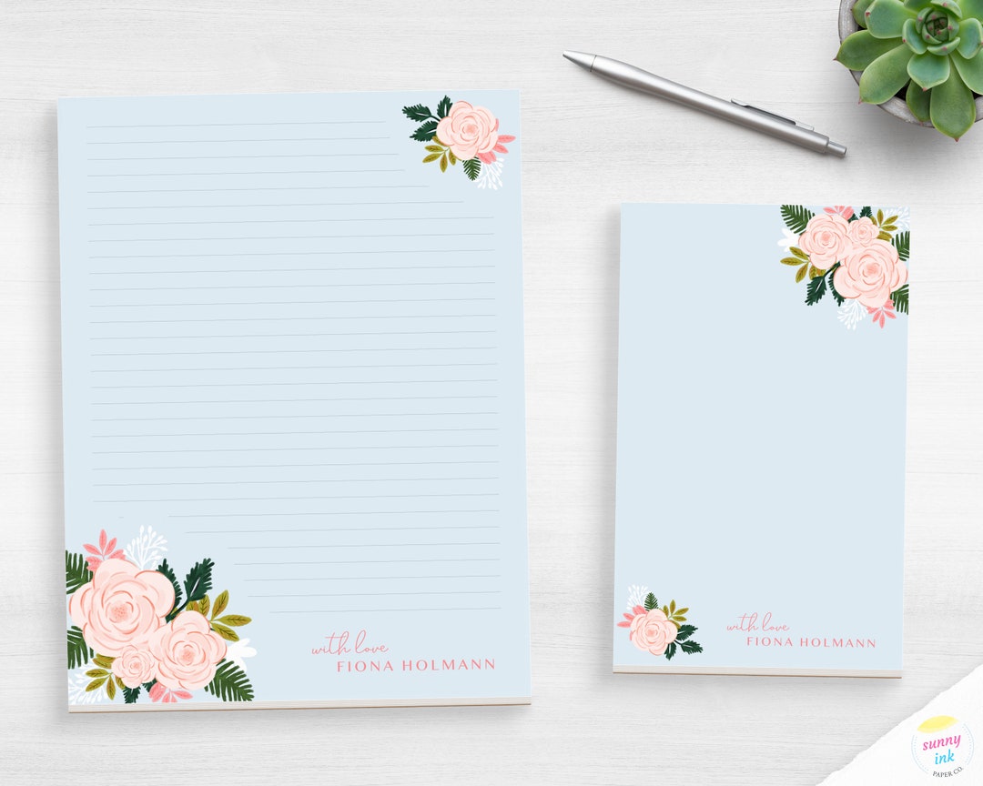 Personalized Notepad - Women's Writing Pad - Custom Floral Notepad ...