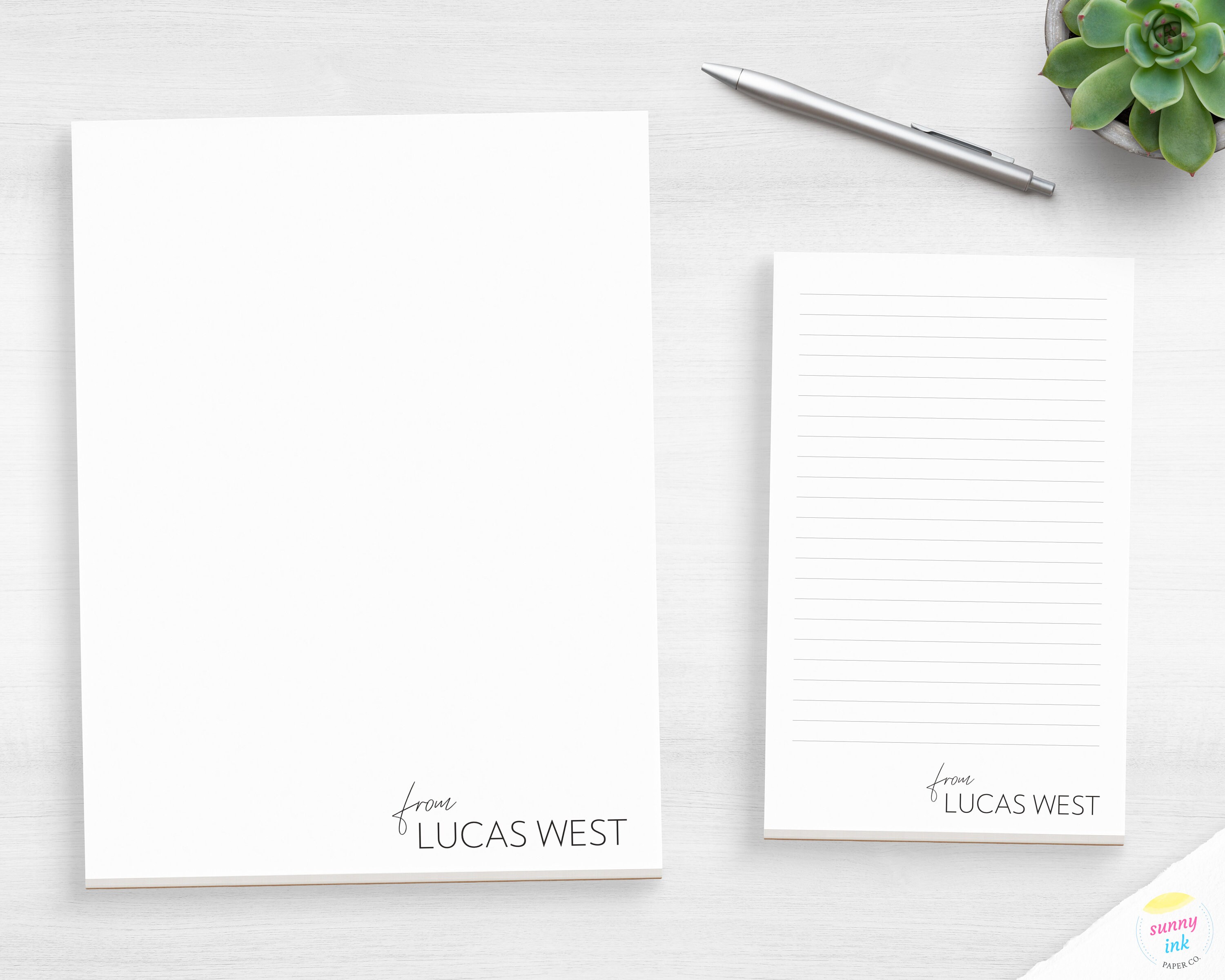 Personalized Stationery Pad Thin Line Writing Pad Etsy