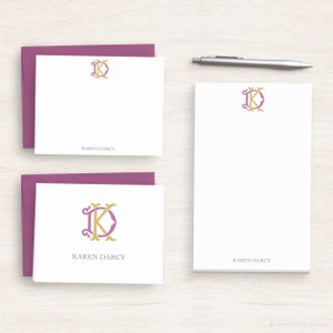 Personalized Monogram Stationery - Gift For Her - Elegant Initial Stationery Set - Customized Monogram Writing Paper Set #199