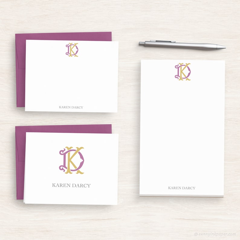 Personalized Monogram Stationery - Gift for Her - Elegant Initial ...