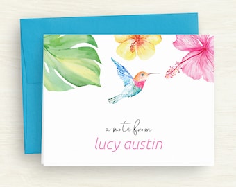 Personalized Hummingbird Cards - Flower Stationery - Custom Folded Note Cards - Personalized Gift - Correspondence Cards - Gift Idea #101