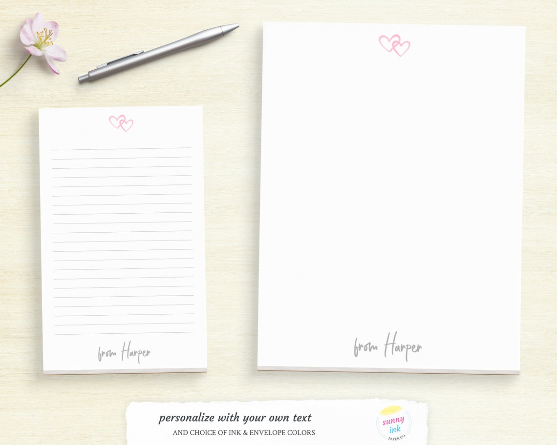 Personalized Writing Pad Lovely Heart Notepad Beautiful Etsy